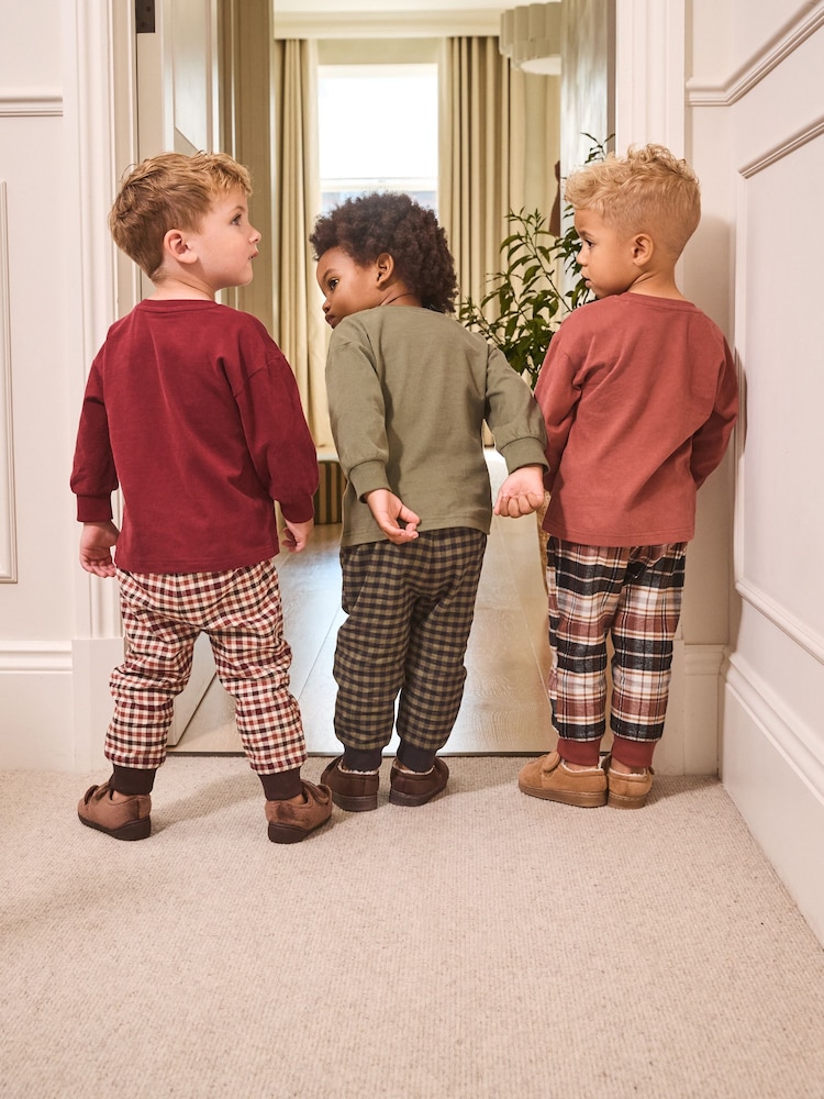 Red/Green Check Woven Bottom Pyjamas 3 Pack (9mths-12yrs) - Image 2 of 10 Red/Green Check Woven Bottom Pyjamas 3 Pack (9mths-12yrs) - Image 2 of 10