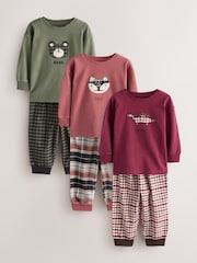 Red/Green Check Woven Bottom Pyjamas 3 Pack (9mths-12yrs) - Image 3 of 10
