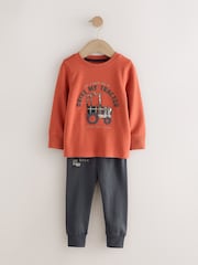 Brown/Orange Mini Snuggle Pyjamas 3 Pack (9mths-10yrs) - Image 3 of 7