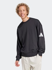 adidas Black Loose Fit Essentials 3 Bar Logo Sweatshirt - Image 1 of 6
