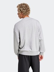 adidas Grey Loose Fit Essentials 3 Bar Logo Sweatshirt - Image 2 of 6