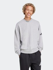 adidas Grey Loose Fit Essentials 3 Bar Logo Sweatshirt - Image 3 of 6
