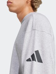 adidas Grey Loose Fit Essentials 3 Bar Logo Sweatshirt - Image 5 of 6