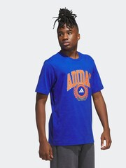adidas Blue Varsity Crest Graphic Print T-Shirt - Image 3 of 6