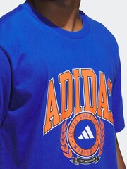 adidas Blue Varsity Crest Graphic Print T-Shirt - Image 4 of 6