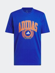adidas Blue Varsity Crest Graphic Print T-Shirt - Image 5 of 6