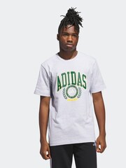 adidas Grey Varsity Crest Graphic Print T-Shirt - Image 1 of 6