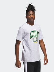 adidas Grey Varsity Crest Graphic Print T-Shirt - Image 3 of 6