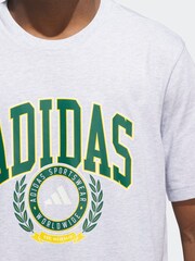 adidas Grey Varsity Crest Graphic Print T-Shirt - Image 4 of 6