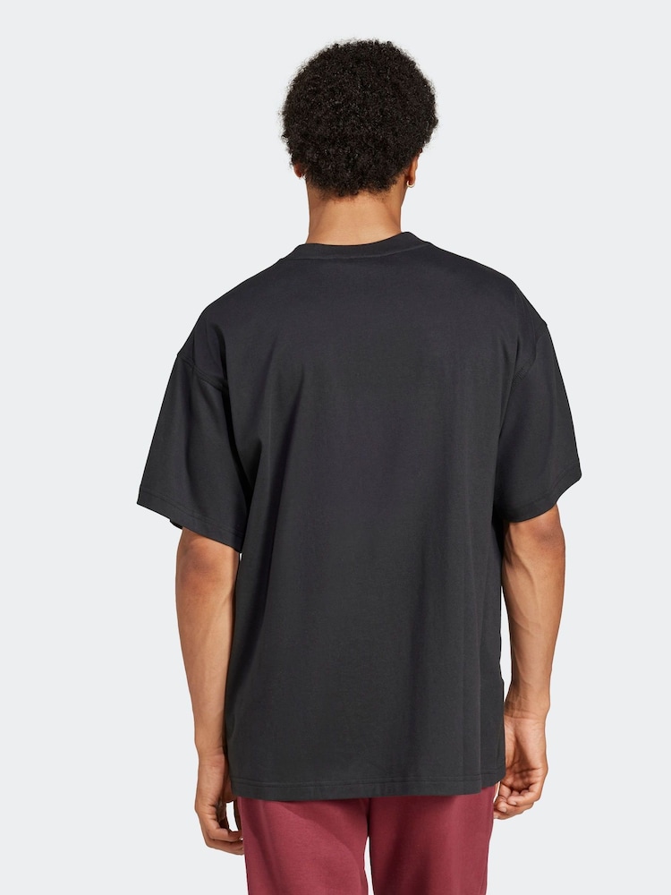 adidas Originals Black Oversized Trefoil Essentials T-Shirt - Image 2 of 6