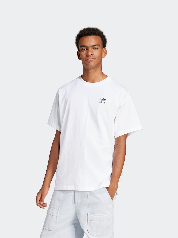 adidas Originals White Oversized Trefoil Essentials T-Shirt - Image 1 of 6