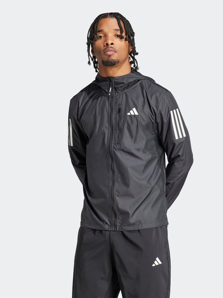 adidas Black Own The Run Jacket - Image 1 of 8 adidas Black Own The Run Jacket - Image 1 of 8