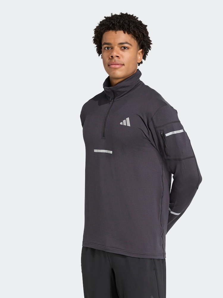 adidas Black Running Half Zip Sweatshirt - Image 1 of 6