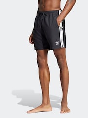 adidas Black Adicolor 3-Stripes 8-Inch Swim Shorts - Image 1 of 6