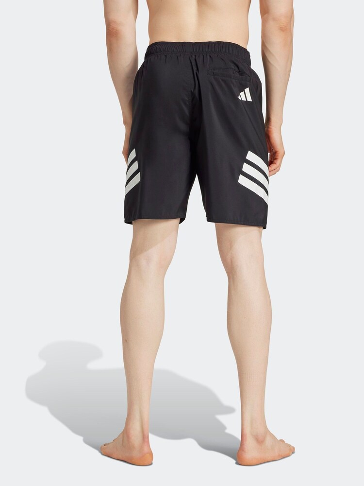 adidas Black/White 3-Stripes 8 Inch Swim Shorts - Image 2 of 6