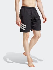 adidas Black/White 3-Stripes 8 Inch Swim Shorts - Image 3 of 6