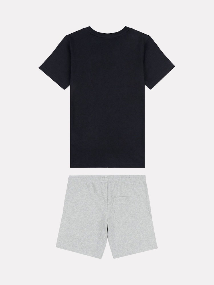 New Balance Black Kids Stacked Logo T-Shirt and Shorts Set - Image 2 of 5