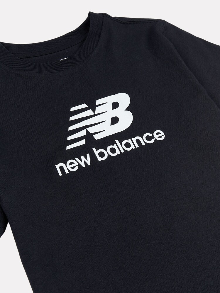 New Balance Black Kids Stacked Logo T-Shirt and Shorts Set - Image 4 of 5