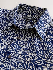 Blue Textured Printed Long Sleeve 100% Cotton Shirt - Image 7 of 7