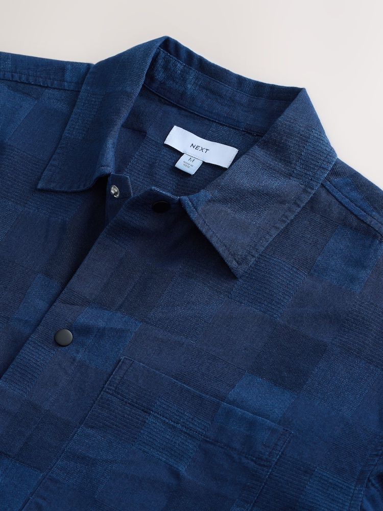 Azul añil - Patchwork Long Sleeve 100% Cotton Shirt - Imagen 3 de 3