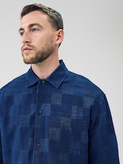 Indigo Blue Patchwork Long Sleeve 100% Cotton Shirt - Image 4 of 8