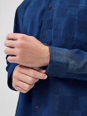 Indigo Blue Patchwork Long Sleeve 100% Cotton Shirt - Image 5 of 8
