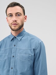 Azul - Camisa de manga curta estilo western com dois bolsos - Imagem 4 de 8