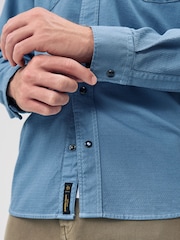 Azul - Camisa de manga curta estilo western com dois bolsos - Imagem 5 de 8