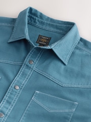 Azul - Camisa de manga curta estilo western com dois bolsos - Imagem 7 de 8