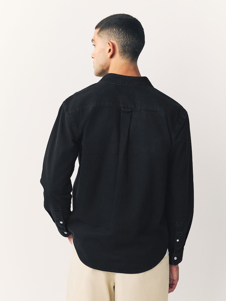 Black Long Sleeve Denim Shirt - Image 2 of 7