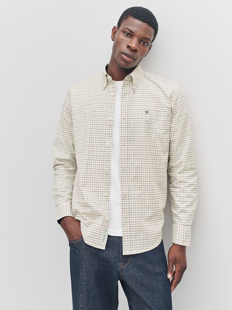 Neutral Long Sleeve Check Oxford Shirt - Image 1 of 8