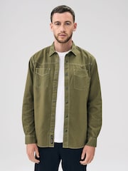 Verde cáqui - Camisa de manga curta estilo western com dois bolsos - Imagem 1 de 5