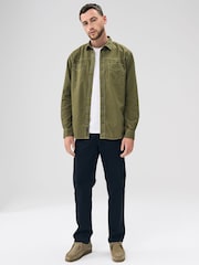 Verde cáqui - Camisa de manga curta estilo western com dois bolsos - Imagem 2 de 5