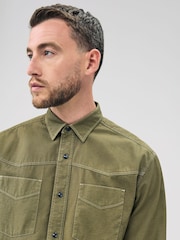 Verde cáqui - Camisa de manga curta estilo western com dois bolsos - Imagem 5 de 5