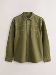 Khaki Green Twin Pocket Western Style Short Sleeve Shirt - Image 6 of 8