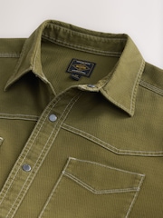 Khaki Green Twin Pocket Western Style Short Sleeve Shirt - Image 8 of 8