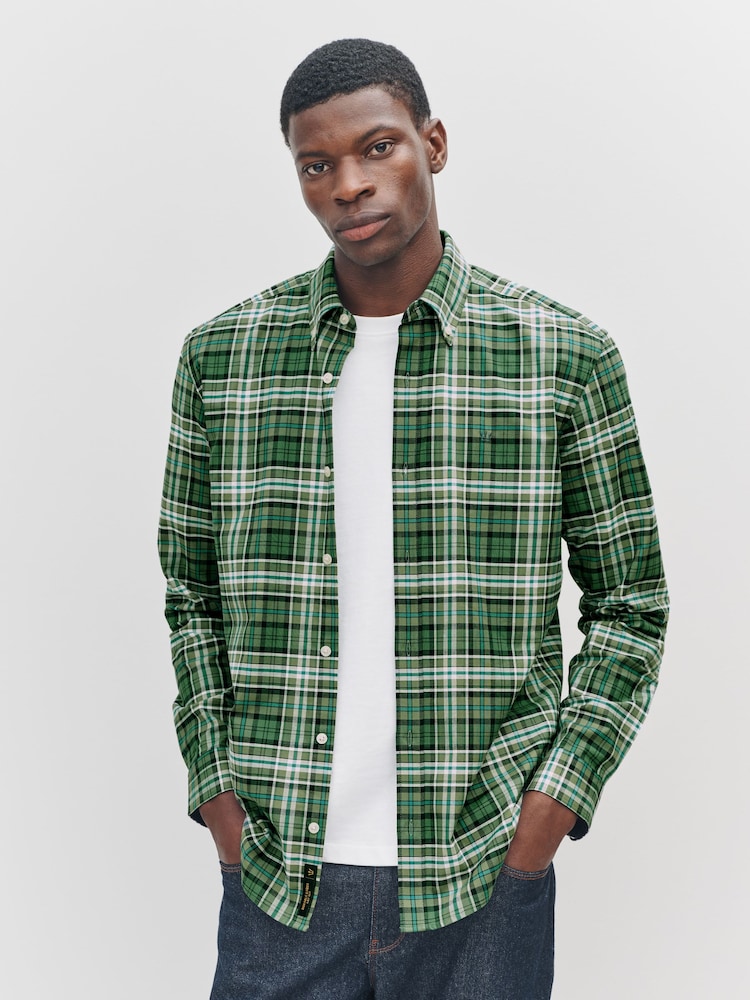 Green Long Sleeve Check Oxford Shirt - Image 1 of 9