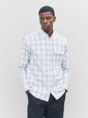 Ecru Textured Long Sleeve Check Shirt - Image 1 of 8