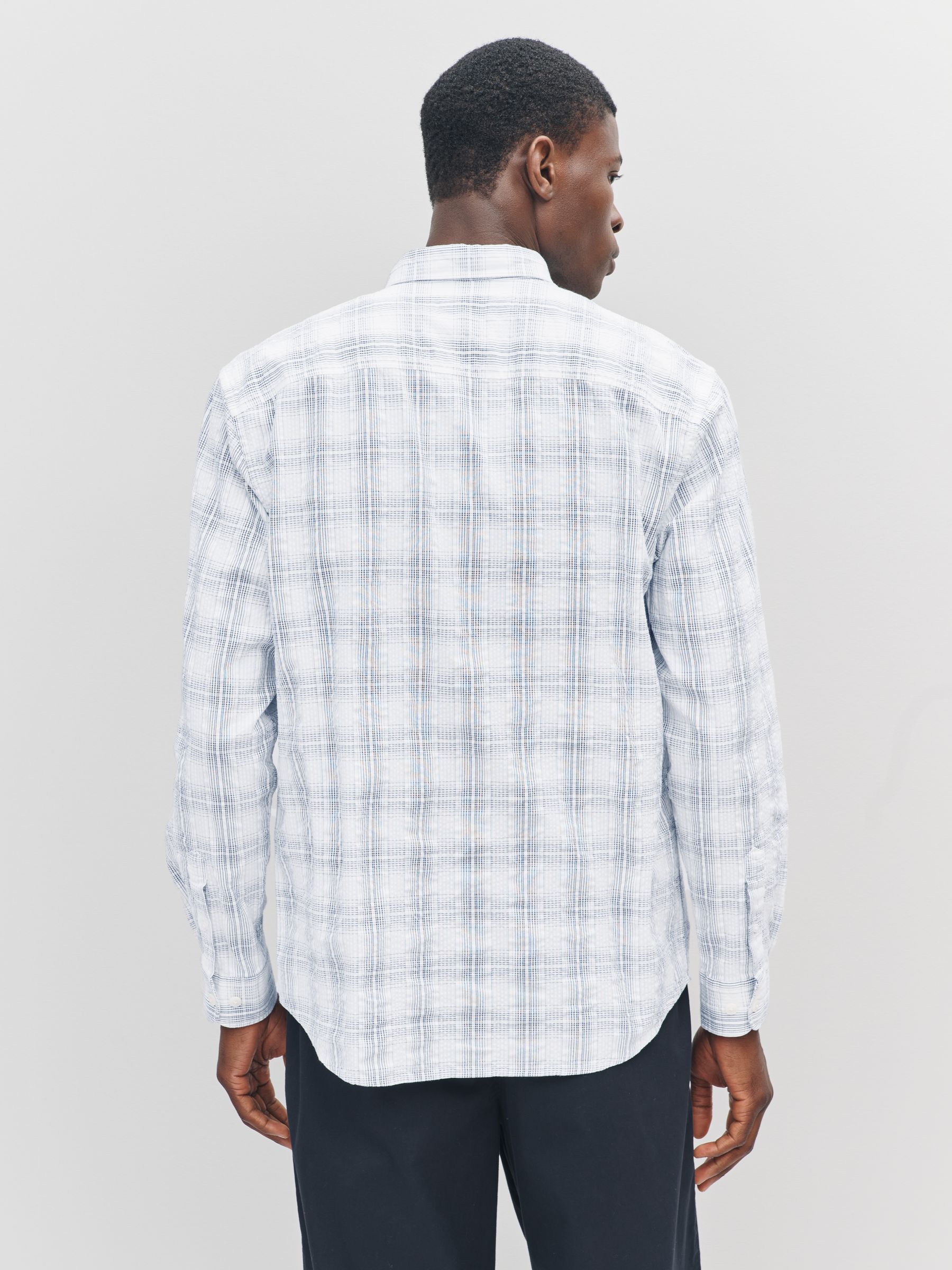 Buy Ecru Textured Long Sleeve Check Shirt from Next USA