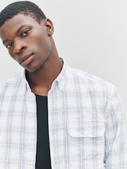 Ecru Textured Long Sleeve Check Shirt - Image 5 of 8