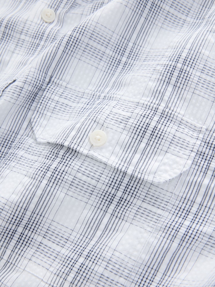 Ecru Textured Long Sleeve Check Shirt - Image 8 of 8