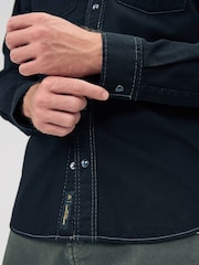 Preto - Camisa de manga curta estilo western com dois bolsos - Imagem 5 de 5