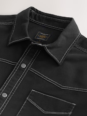 Black Twin Pocket Western Style Short Sleeve Shirt - Image 8 of 8