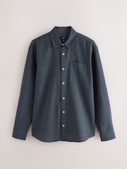 Indigo Blue Textured Check Long Sleeve Shirt - Image 1 of 8