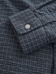 Indigo Blue Textured Check Long Sleeve Shirt - Image 2 of 8