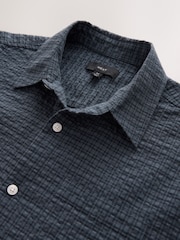 Indigo Blue Textured Check Long Sleeve Shirt - Image 3 of 8