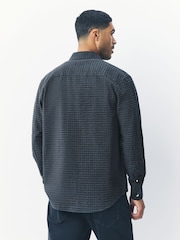 Indigo Blue Textured Check Long Sleeve Shirt - Image 4 of 8