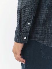Indigo Blue Textured Check Long Sleeve Shirt - Image 5 of 8