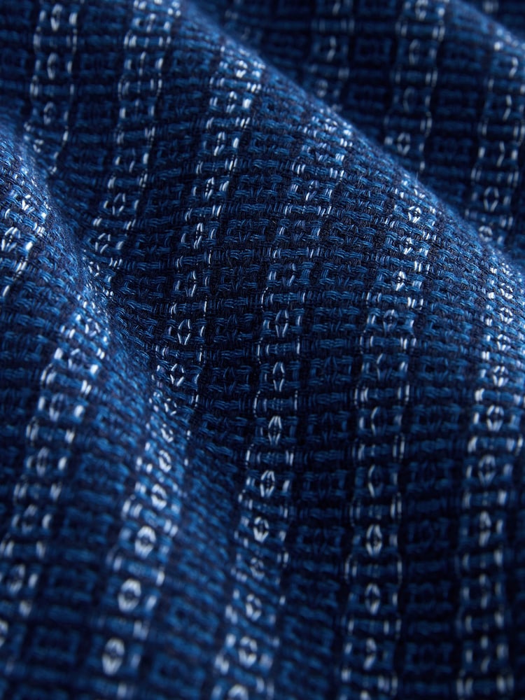 Navy Blue Textured Stripe Long Sleeve Shirt - Image 8 of 8 Navy Blue Textured Stripe Long Sleeve Shirt - Image 8 of 8