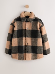 Black/Tan Buffalo Borg Fleece Check Shacket (3-16yrs) - Image 1 of 5